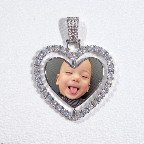 3D Spinning 2-Faced Heart Custom Picture Pendant