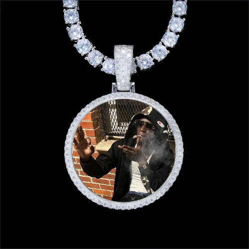 925S & VVS Moissanite 3D Circle Custom Picture Pendant