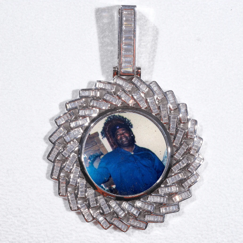 Large 3D Baguette Custom Picture Pendant