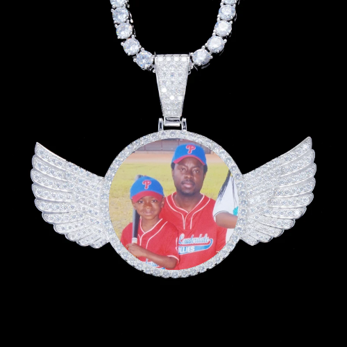 925S & VVS Moissanite 3D Wing Custom Picture Pendant