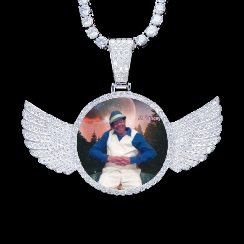 925S & VVS Moissanite 3D Wing Custom Picture Pendant