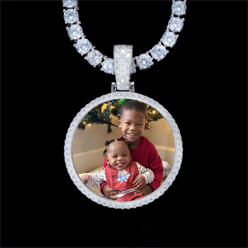 925S & VVS Moissanite 3D Circle Custom Picture Pendant