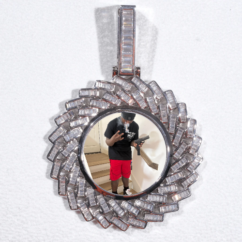Large 3D Baguette Custom Picture Pendant
