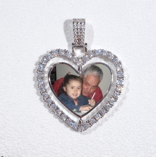 3D Spinning 2-Faced Heart Custom Picture Pendant