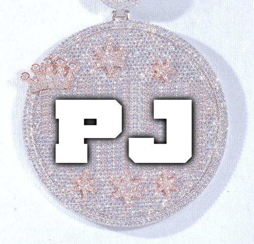 CUSTOM LETTER NECKLACE 3D BIG CROWN DISC