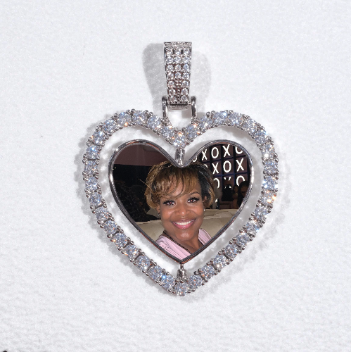 3D Spinning 2-Faced Heart Custom Picture Pendant