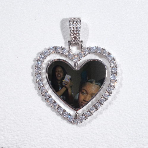 3D Spinning 2-Faced Heart Custom Picture Pendant