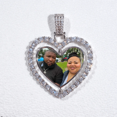 3D Spinning 2-Faced Heart Custom Picture Pendant