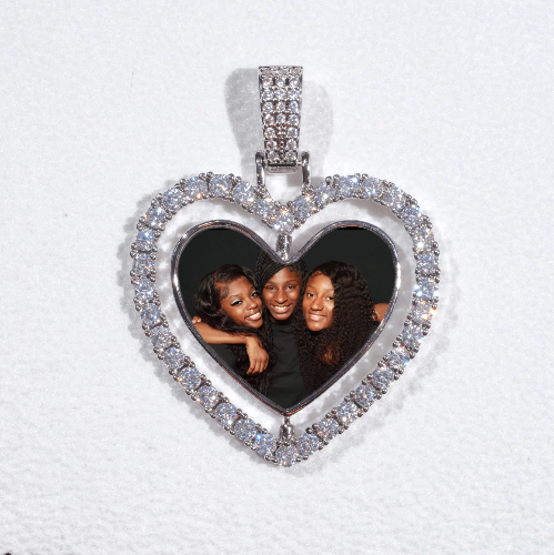 3D Spinning 2-Faced Heart Custom Picture Pendant