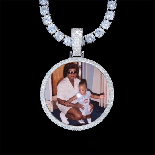 925S & VVS Moissanite 3D Circle Custom Picture Pendant