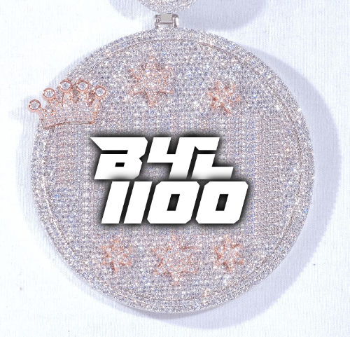 CUSTOM LETTER NECKLACE 3D BIG CROWN DISC