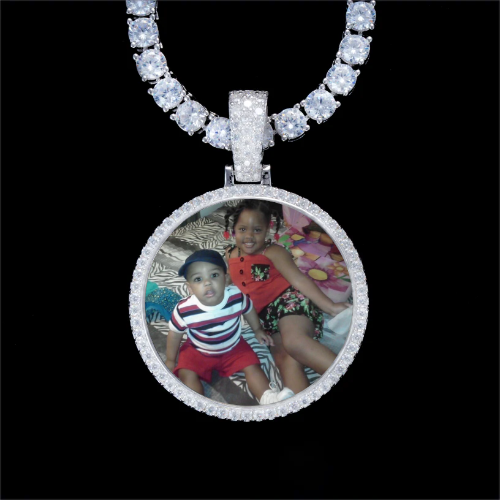 925S & VVS Moissanite 3D Circle Custom Picture Pendant