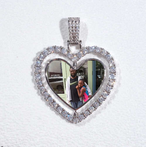 3D Spinning 2-Faced Heart Custom Picture Pendant