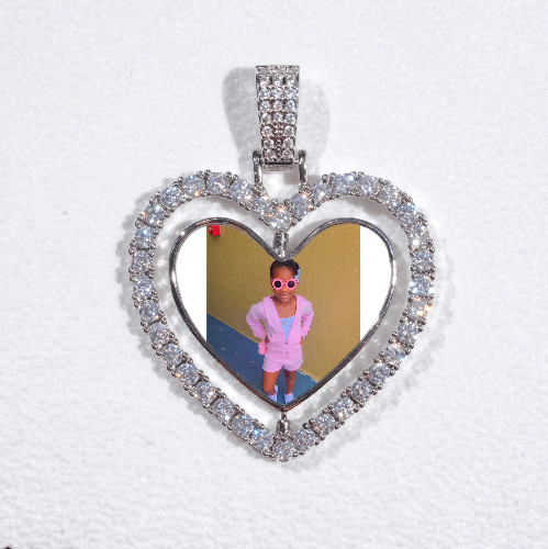 3D Spinning 2-Faced Heart Custom Picture Pendant