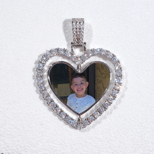 3D Spinning 2-Faced Heart Custom Picture Pendant