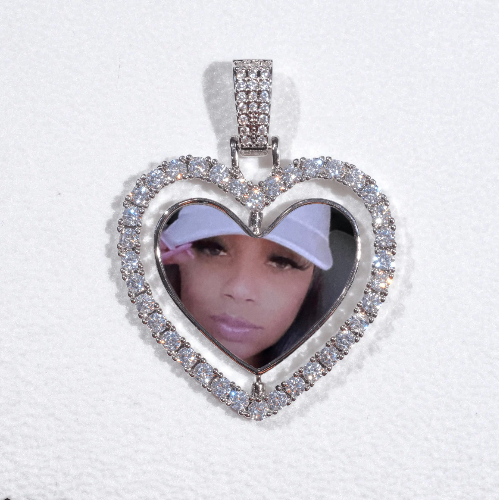 3D Spinning 2-Faced Heart Custom Picture Pendant