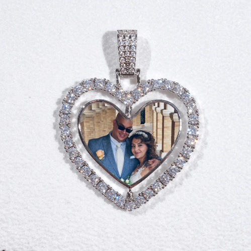 3D Spinning 2-Faced Heart Custom Picture Pendant