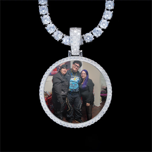 925S & VVS Moissanite 3D Circle Custom Picture Pendant