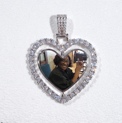 3D Spinning 2-Faced Heart Custom Picture Pendant