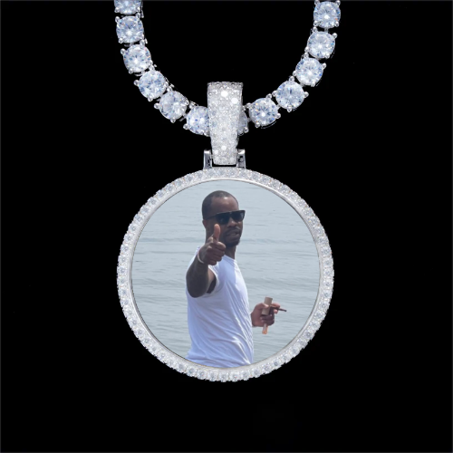 925S & VVS Moissanite 3D Circle Custom Picture Pendant