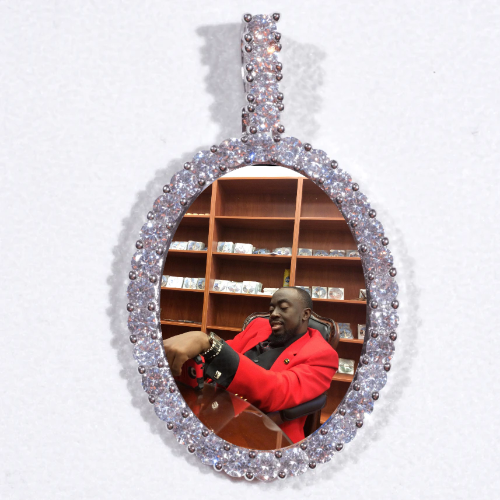 Large 3D Oval Custom Picture Pendant