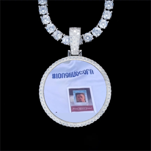 925S & VVS Moissanite 3D Circle Custom Picture Pendant