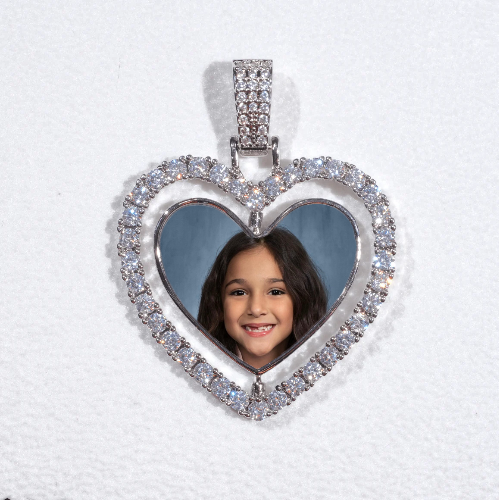 3D Spinning 2-Faced Heart Custom Picture Pendant