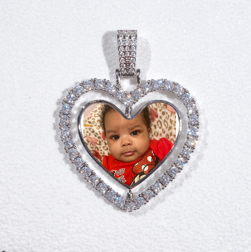 3D Spinning 2-Faced Heart Custom Picture Pendant