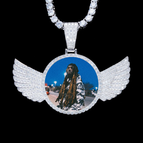 925S & VVS Moissanite 3D Wing Custom Picture Pendant