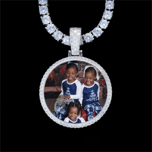 925S & VVS Moissanite 3D Circle Custom Picture Pendant