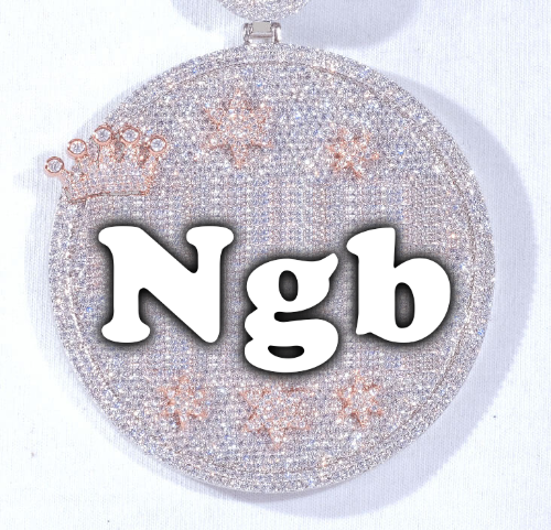 CUSTOM LETTER NECKLACE 3D BIG CROWN DISC