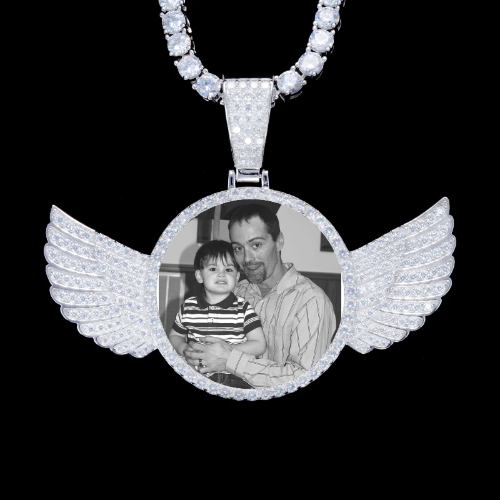 925S & VVS Moissanite 3D Wing Custom Picture Pendant