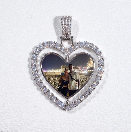 3D Spinning 2-Faced Heart Custom Picture Pendant