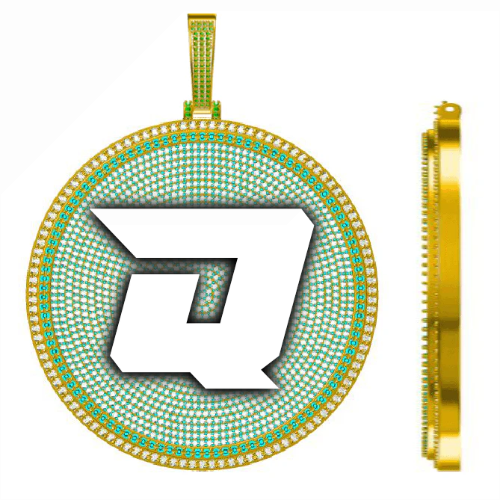 CUSTOM LETTER NECKLACE 3D BIG DISC