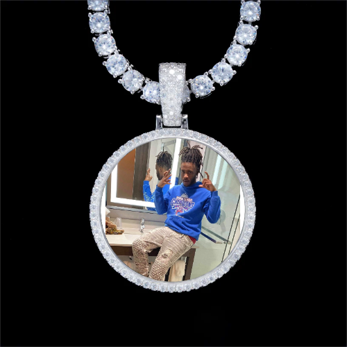 925S & VVS Moissanite 3D Circle Custom Picture Pendant