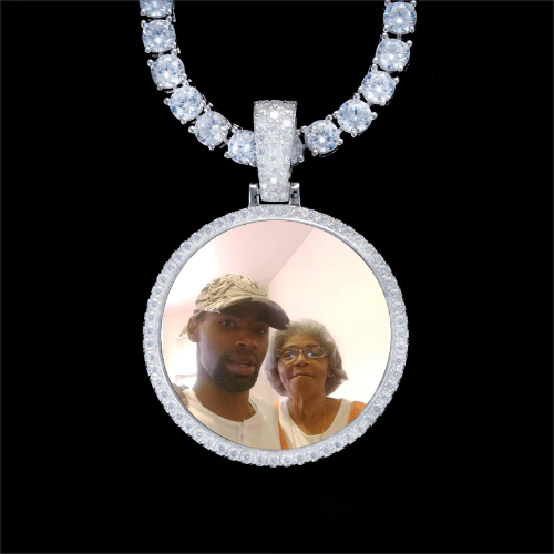 925S & VVS Moissanite 3D Circle Custom Picture Pendant