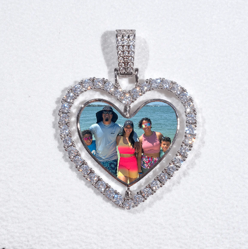 3D Spinning 2-Faced Heart Custom Picture Pendant