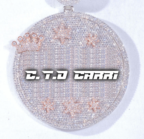 CUSTOM LETTER NECKLACE 3D BIG CROWN DISC