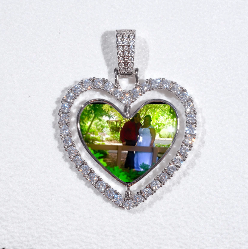 3D Spinning 2-Faced Heart Custom Picture Pendant