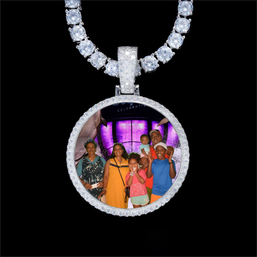 925S & VVS Moissanite 3D Circle Custom Picture Pendant