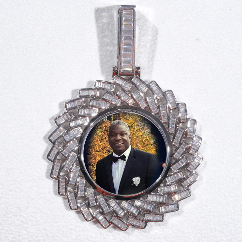 Large 3D Baguette Custom Picture Pendant