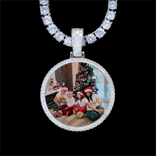 925S & VVS Moissanite 3D Circle Custom Picture Pendant