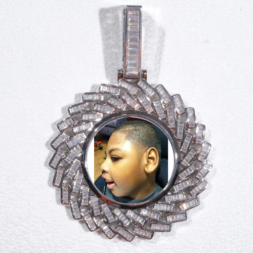 Large 3D Baguette Custom Picture Pendant