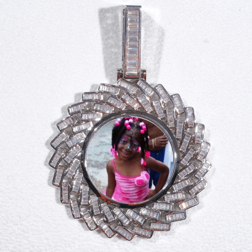 Large 3D Baguette Custom Picture Pendant