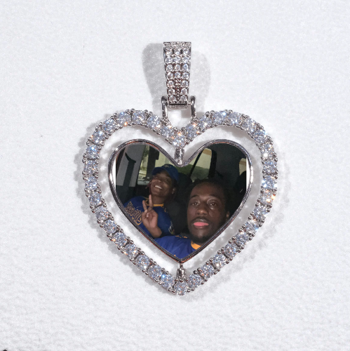 3D Spinning 2-Faced Heart Custom Picture Pendant