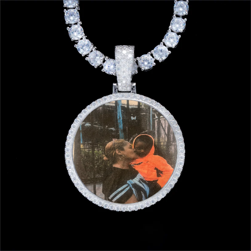 925S & VVS Moissanite 3D Circle Custom Picture Pendant