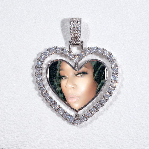 3D Spinning 2-Faced Heart Custom Picture Pendant