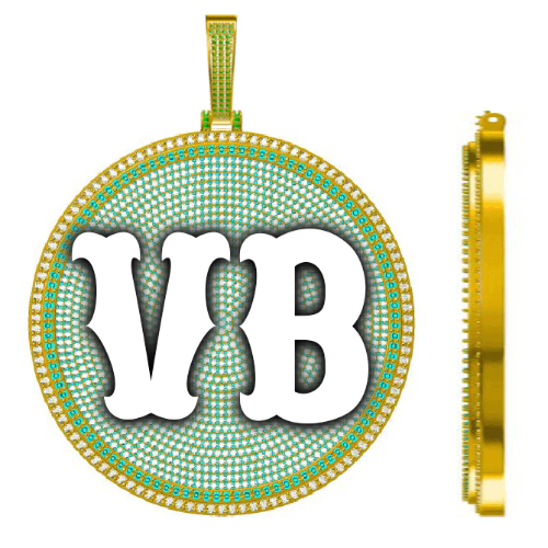 CUSTOM LETTER NECKLACE 3D BIG DISC