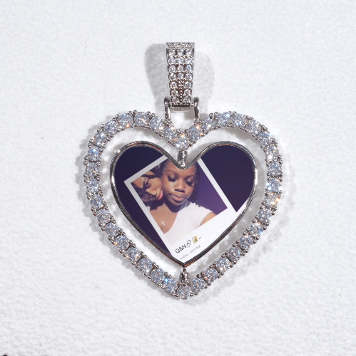 3D Spinning 2-Faced Heart Custom Picture Pendant