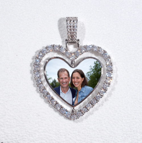 3D Spinning 2-Faced Heart Custom Picture Pendant